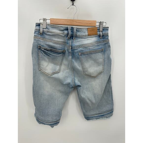 Crysp Denim Light Wash Blue Distressed Denim Bermuda Shorts Men's Size 30 - Picture 2 of 9
